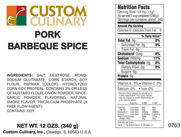 Custom Culinary Pork Barbeque Spice, 12 Ounce