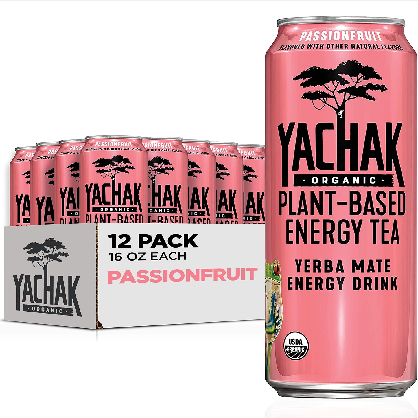 Yachak Yerba Mate Drink, Passionfruit Flavor, 16 Fl Oz (Pack of 12), Liquid