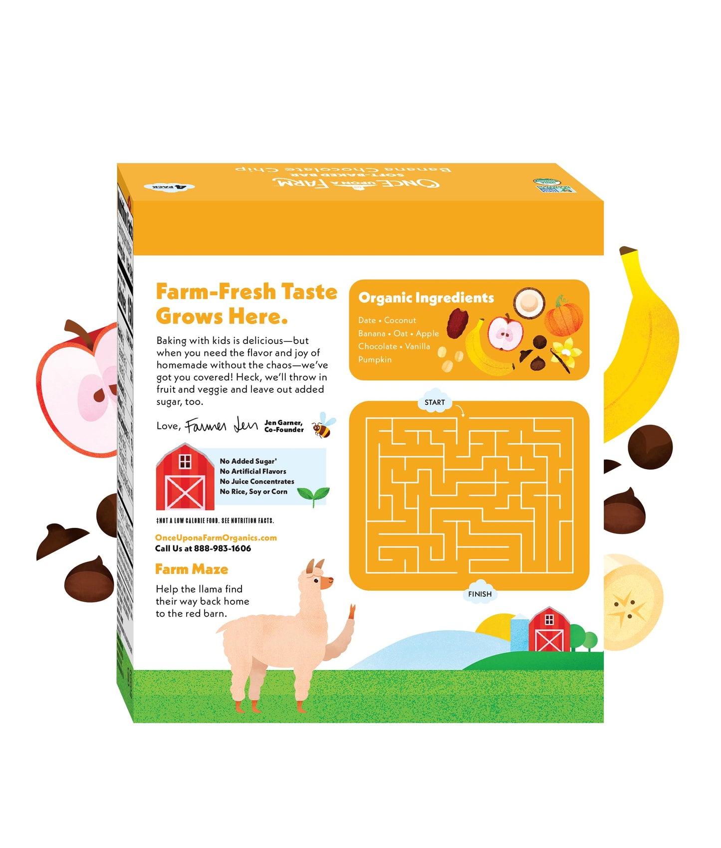 Once Upon a Farm | Organic Banana Chocolate Chip Soft Baked Bar | Chocolate, Banana, Vanilla & Oats | Made with Real Fruit & Veg