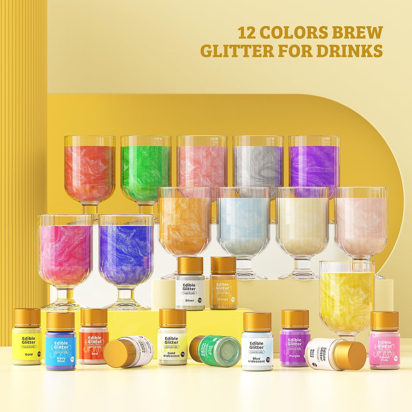 Jelife Gold Edible Glitter for Drinks & Cake Decorating - 12g Super Gold Brew Dust