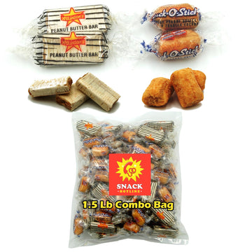 Atkinsons 1.5 Lb Combo Bag Chick-O-Stick Nuggets And Peanut Butter Bars - 50/50 Of Each Crunchy Candy - Bulk Individually Wrappe