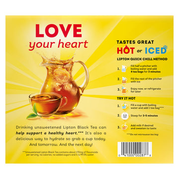 Lipton Black Tea Bags, Hot or Iced, 100 Count, Pack of 1, Model 69551512