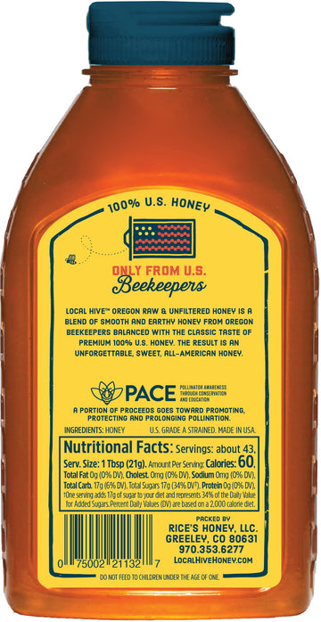 Local Hive Oregon Raw Unfiltered Honey - 32Oz, 100% Pure Us Honey, Sourced From American Bees And Beekeepers - Natural Sweetener