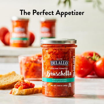 DeLallo Italian Tomato Bruschetta Topping, 9.88 Ounce Jar, 3 Pack, Gourmet Dip Spread for Toast & Crackers, Made with Extra Virg