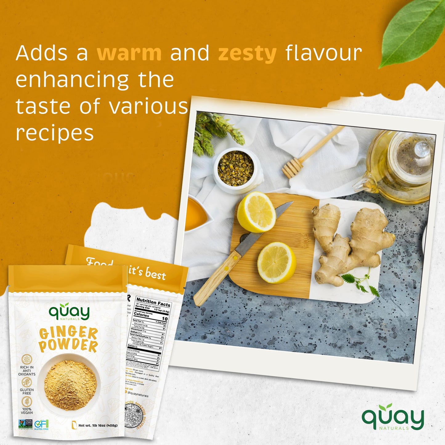 Ground Ginger Powder (8 oz) for Cooking, Baking, Tea, Energy Drinks & Beverages - Highly Aromatic - Fine Loose Powder - Powdered
