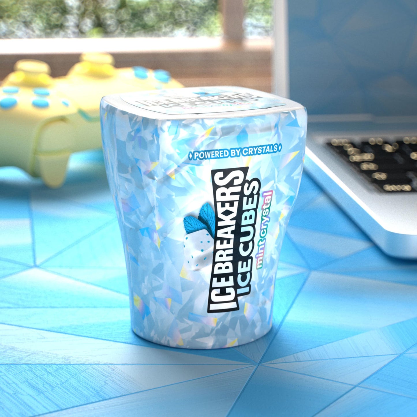 Ice Breakers Ice Cubes Mint Crystal Sugar Free Chewing Gum Made With Xylitol 3.24 Oz Bottles (6 Count 40 Pieces)