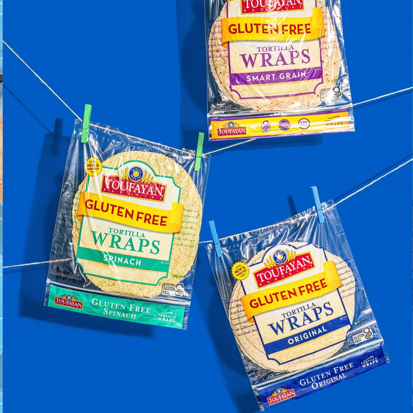 Toufayan Spinach Gluten Free Tortilla Wraps | Certified Gluten Free and Naturally Vegan (3 Pack, 18 Wraps Total)