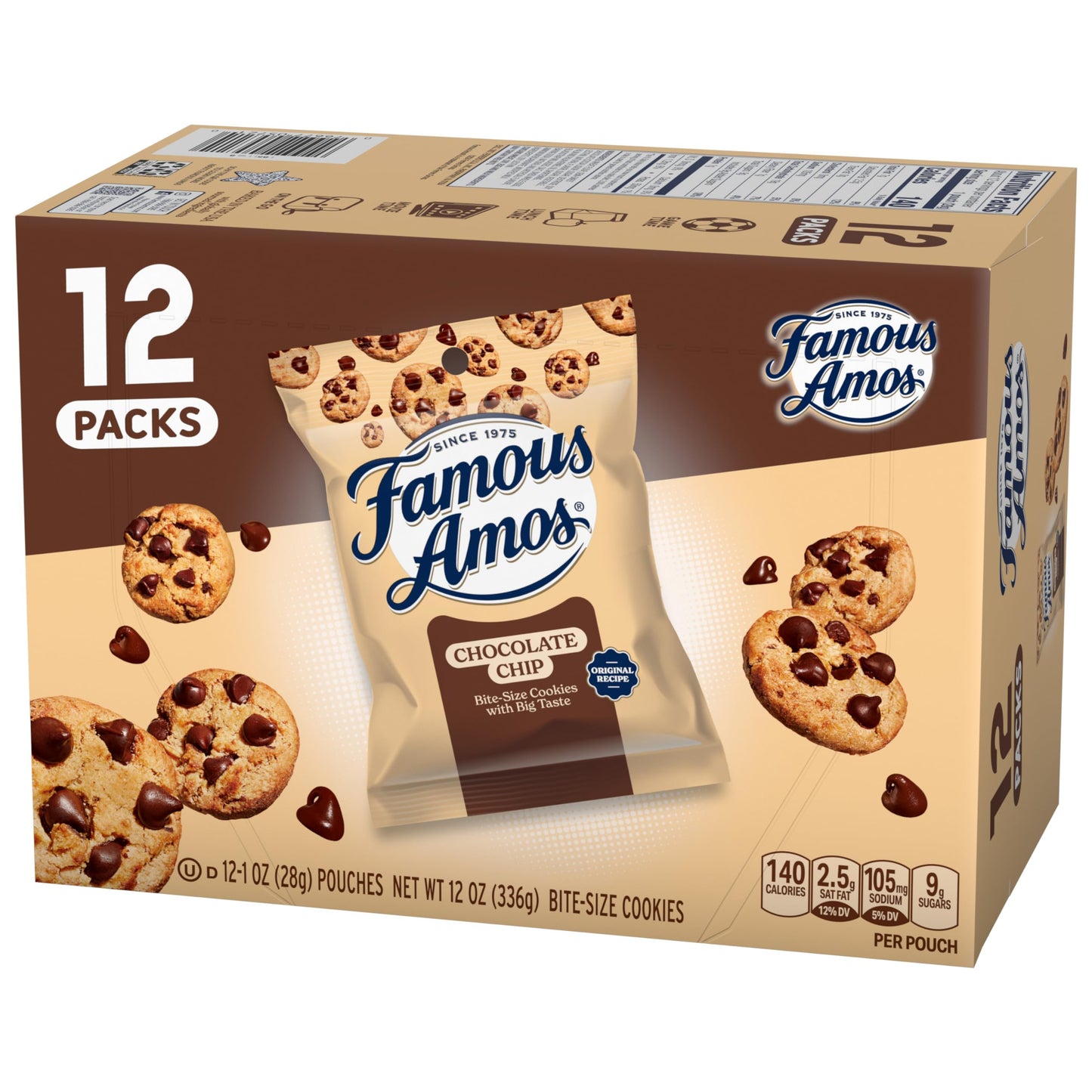 Famous Amos Classic Chocolate Chip Cookies, 1 Ounce Bag (Pack Of 12)