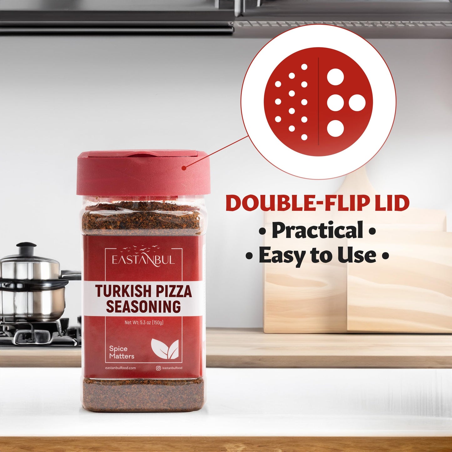 Eastanbul Pizza Seasoning, 5.3Oz Turkish Pizza Seasoning Spice Blend Turkish Pizza Aka Pide, Lahmacun Spice Mix Vegan-Friendly,