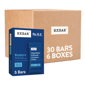 Rxbar Protein Bars, 12G Protein, Gluten Free Snacks, Blueberry (6 Boxes, 30 Bars)