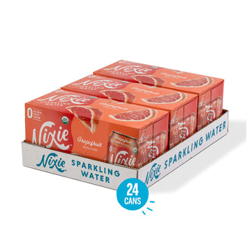 Nixie Sparkling Water, Grapefruit | 12 Fl Oz Cans, 24 Pack | Organic, Vegan, Non-Gmo, Gluten Free, 0 Calories, 0 Sugar, 0 Sodium