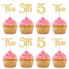 24Pcs 5th Birthday Cupcake Toppers Glitter Fifth Birthday Five Cupcake Picks for Baby Shower 5th Birthday Anniversary Party Cake
