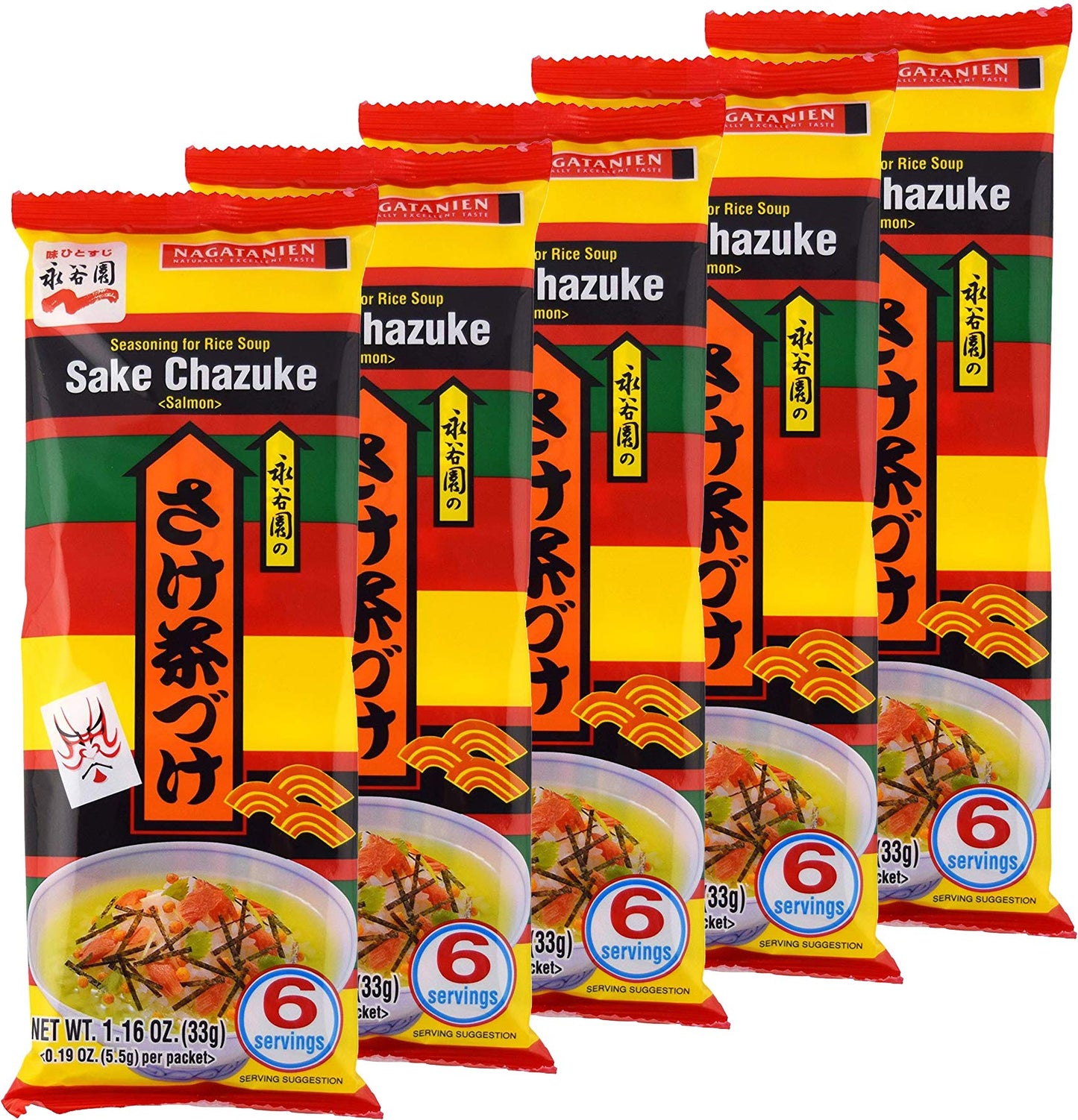 Nagatanien spirit-inspired flavor Chazuke 6pcs Salmon Flavor 1.16oz (5 Pack)