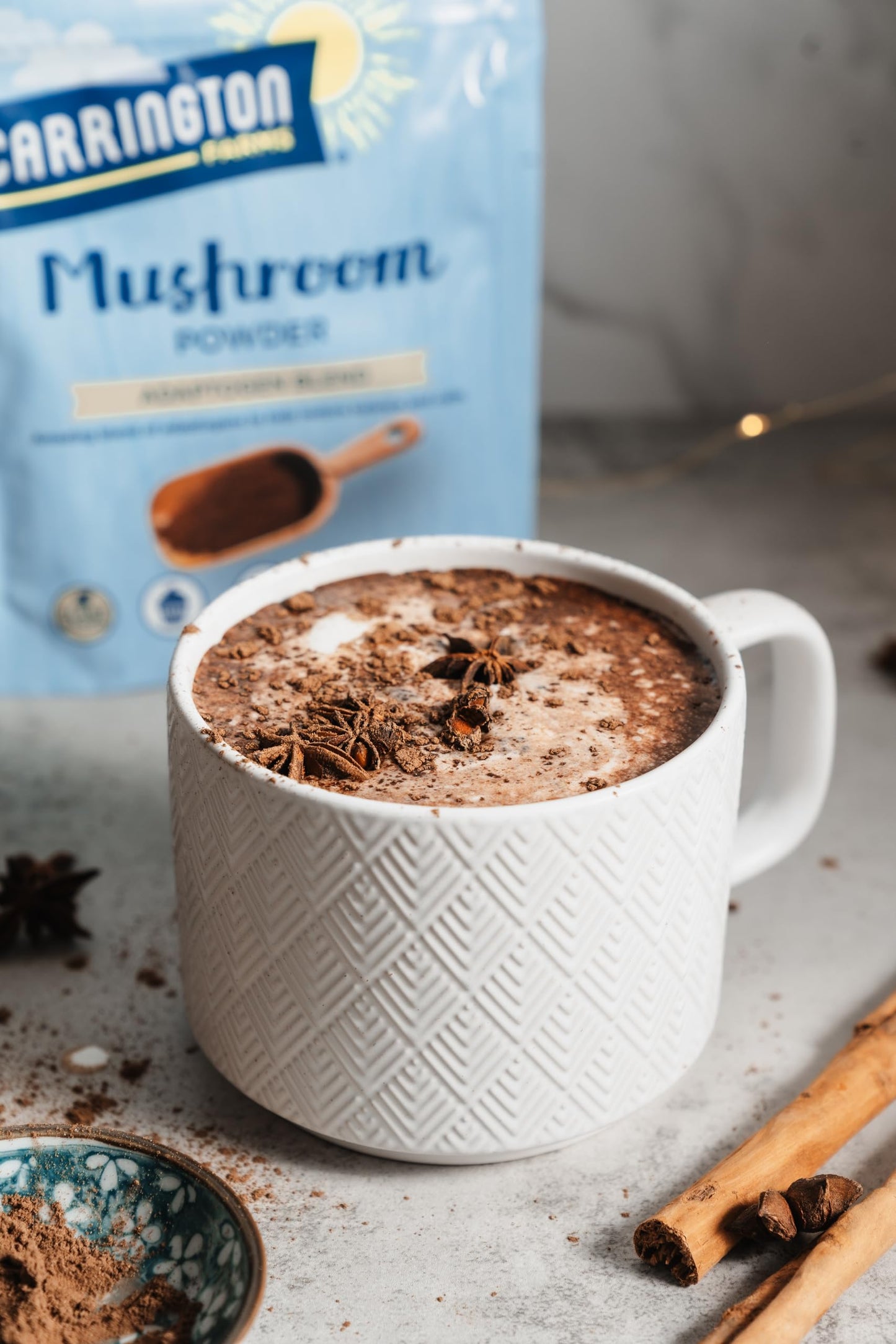 Carrington Farms Mushroom Powder - Wellness Blend of Lions Mane, Reishi, & Chaga for Nutrition Boost - Daily Superfood Formula o