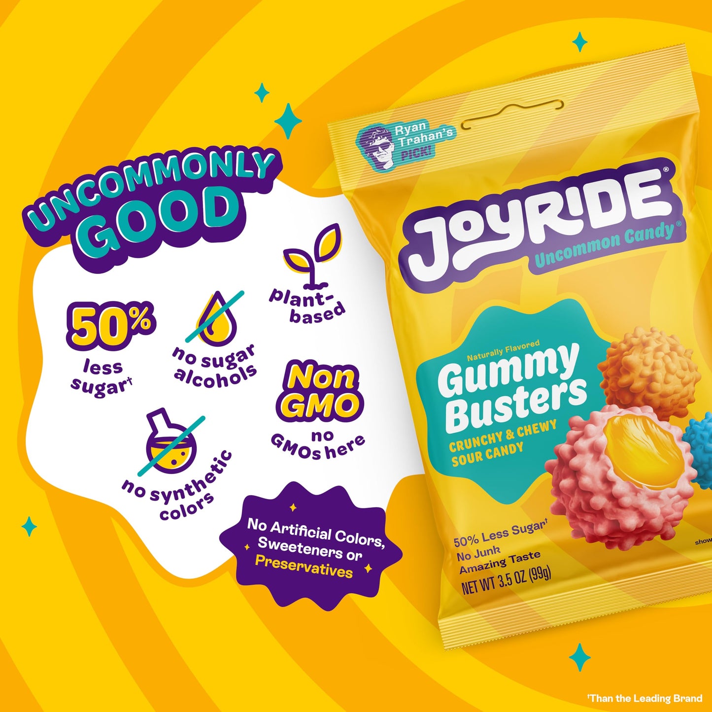 Joyride Gummy Busters - 3.5 Oz 6-Pack Bundle With 2.5Oz Glacial Peppermint Gum, Low Sugar, Low Calorie Snacks, Dye Free And Plan