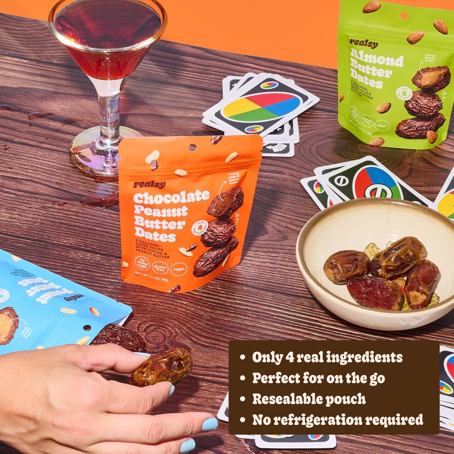 Realsy Pitted & Stuffed Medjool Dates, Organic Dates With No Sugar Added, Gluten-Free, Vegan, Good Source Of Fiber, Low Glycemic Index, All Natural Healthy Snack (Variety 6 Pack)