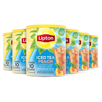 Lipton Iced Tea Mix, Peach Sweetened 10 Qt (Pack Of 6)