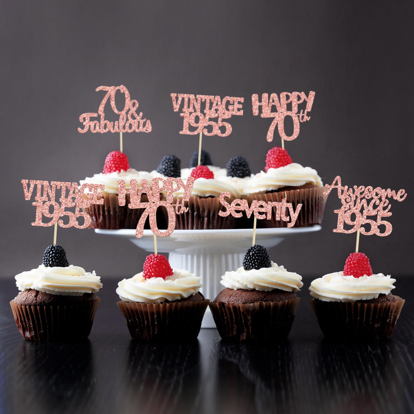 Gyufise 30Pcs Rose Gold Vintage 1953 Cupcake Toppers 70Th Birthday Cupcake Toppers Awesome Since 1953 Hello 70 Cake Topper Seven