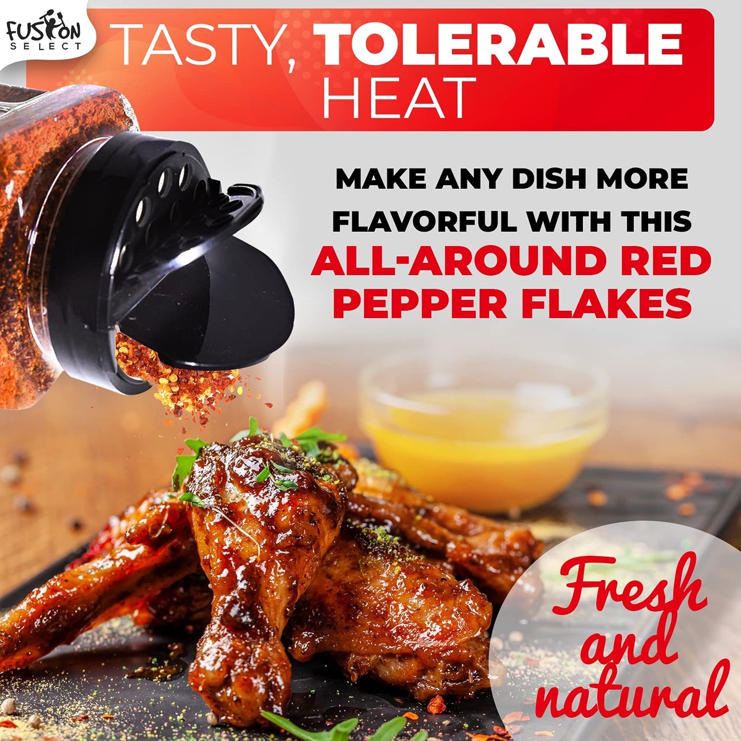 Fusion Select Korean Premium Non-Gmo Gluten Free Red Chili Pepper Flakes Powder, Crushed Red Pepper Premium Gochugaru For Kimchi Seasoning, Chicken, Pork, Fish, Vegetables Hot Pepper Flakes (12 Oz)