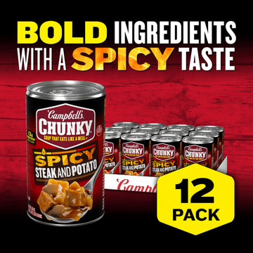 Campbell'S Chunky Soup, Spicy Steak And Potato Soup, 18.8 Oz Can (Case Of 12)