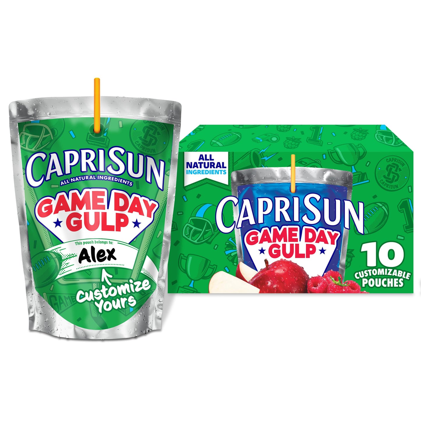 Capri Sun Game Day Gulp Juice Drink Blend Juice Boxes 10 Pouches For School Lunches And Tailgates All Natural Ingredients 6 Oz