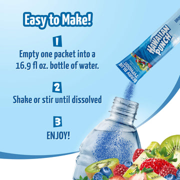 Hawaiian Punch Powder Drink Mix - Sugar Free & Delicious, Excellent source of Vitamin C (Berry Blue Typhoon, 96 Sticks)