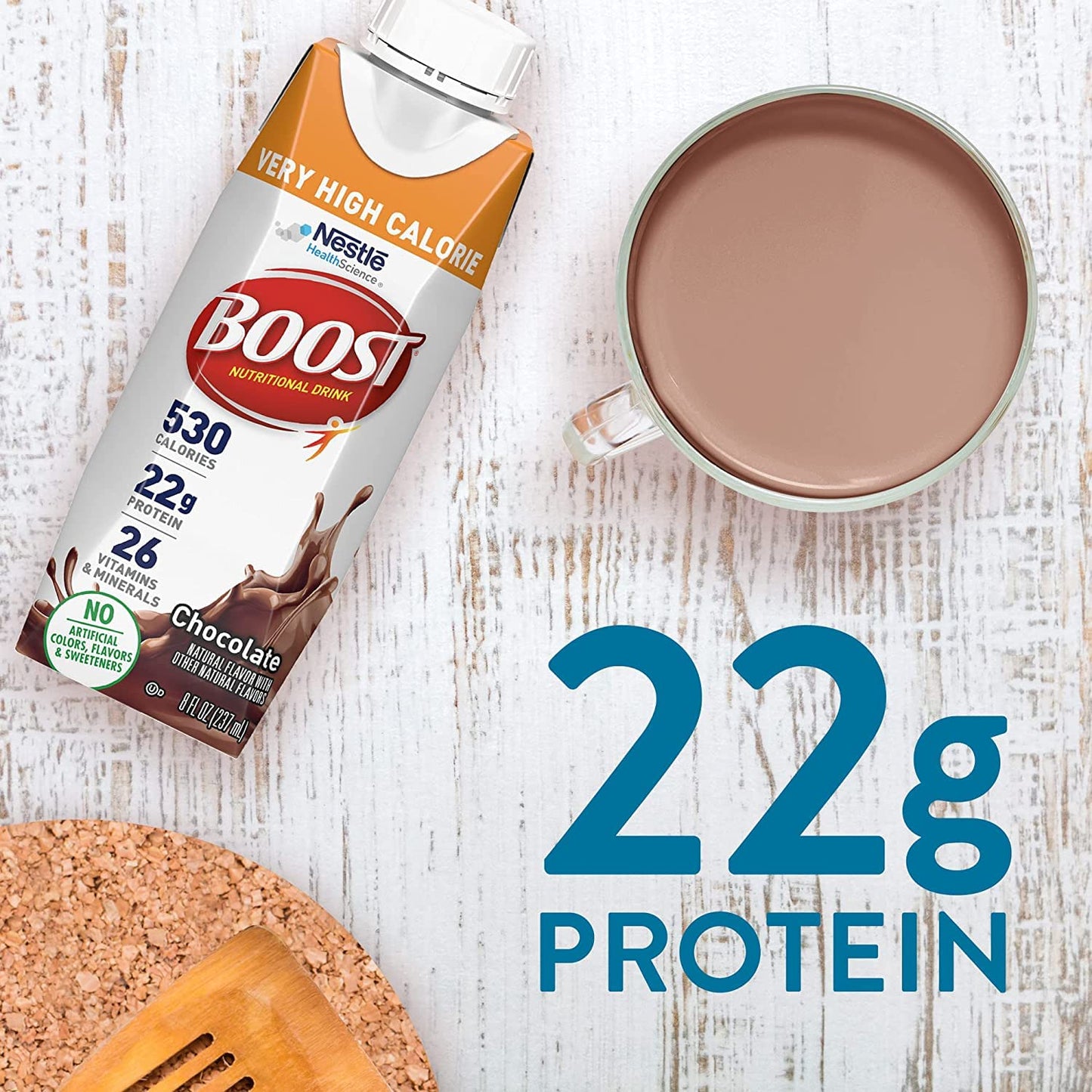 BOOST Very High Calorie Nutritional Drink, Very Vanilla, 8 FL OZ (Pack of 24)