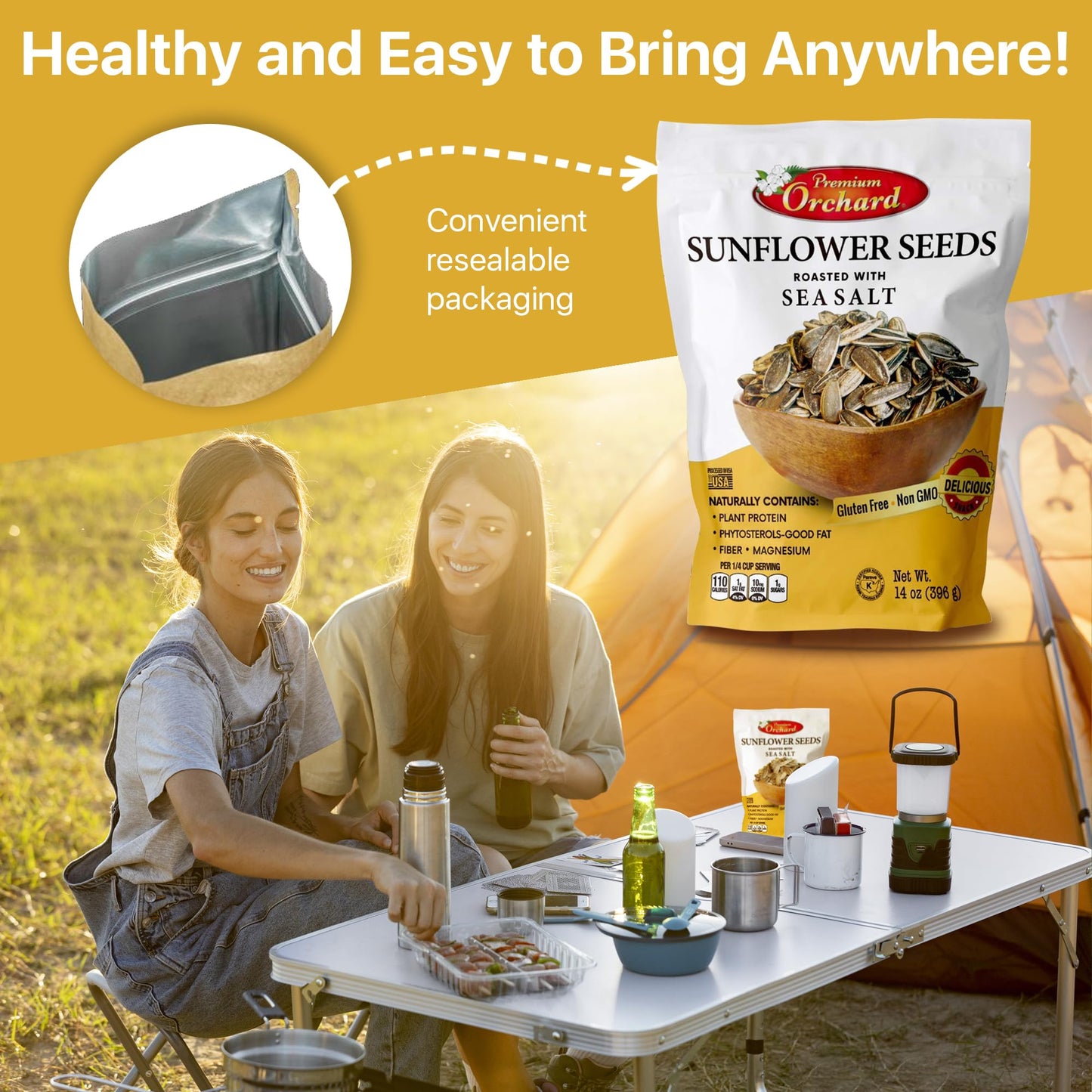Mixed Nuts Roasted Sunflower Seeds By Premium Orchard - Original Lightly Salted Sunflower Seed In-Shell With Sea Salt Non Gmo Gluten Free Snack Vegan Keto Friendly Snacks Low Carb Snack - 1 Bag