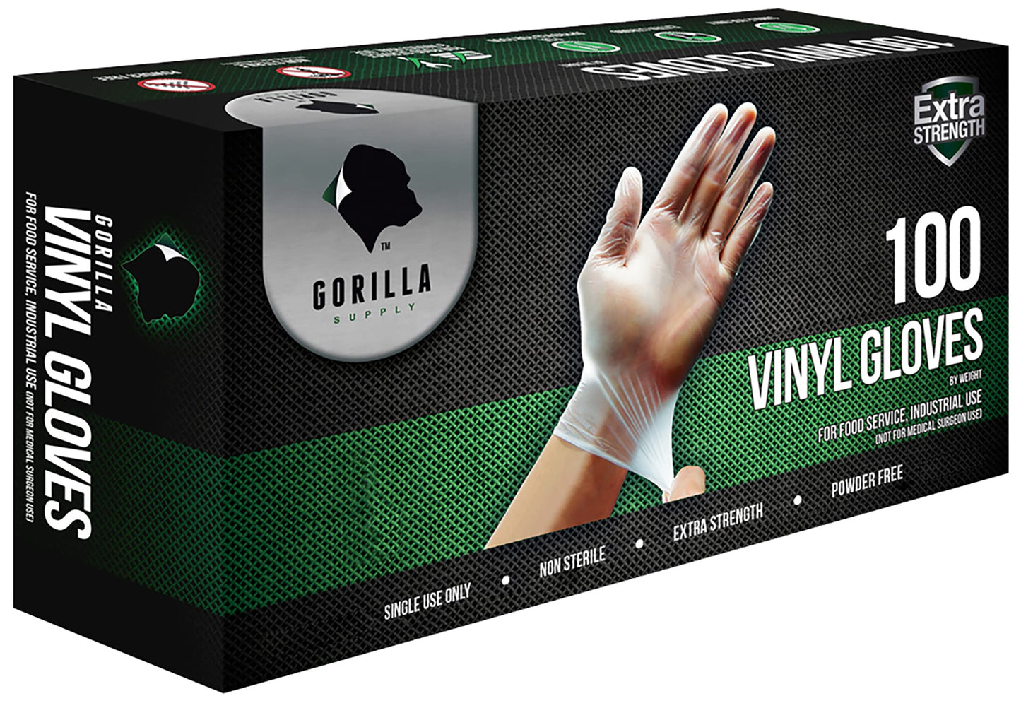 Gorilla Supply (100) Disposable Heavy Duty Vinyl Gloves Latex Free Powder Free Strong 4Mil, Bpa Free Food Safe Grade Disposable