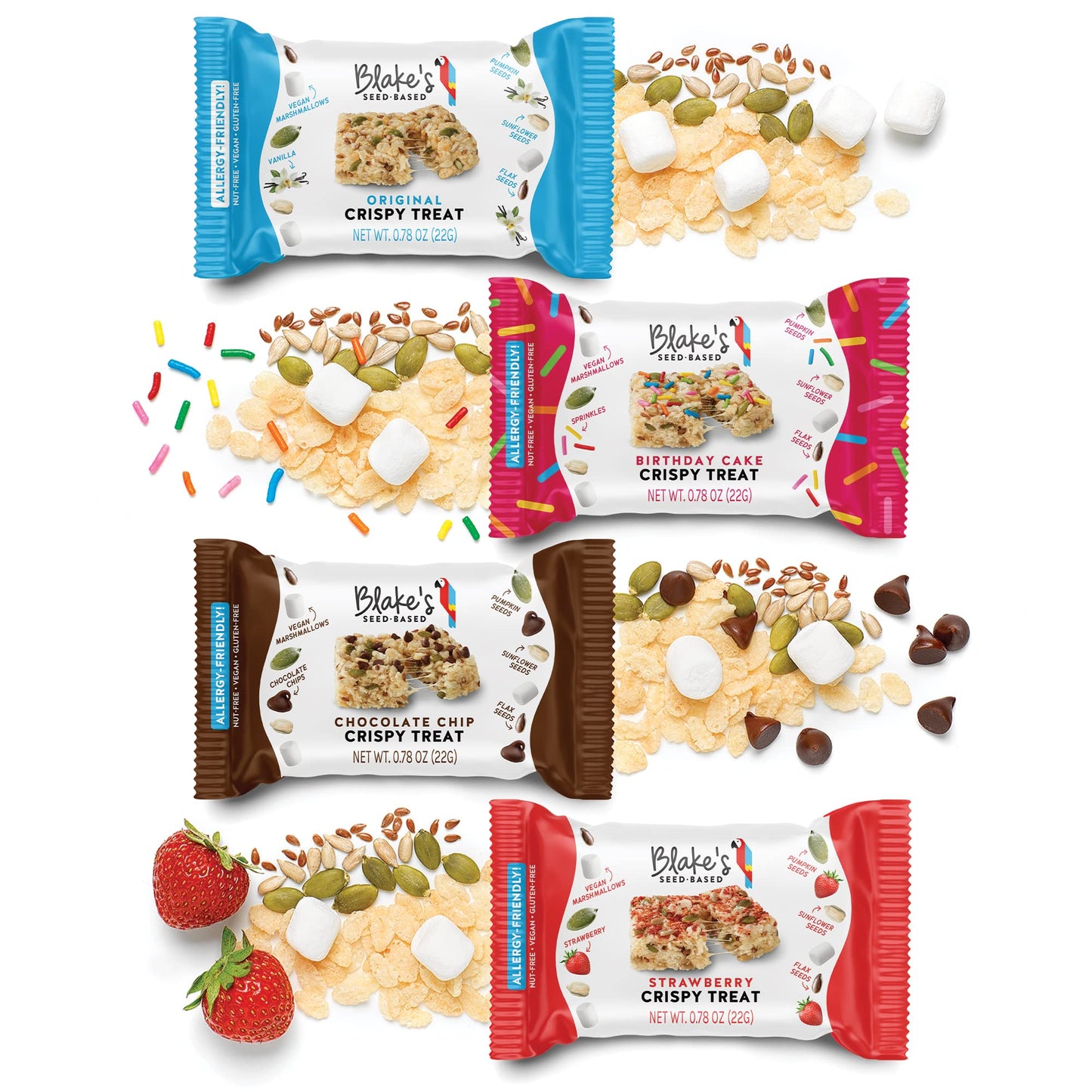 Blakes Seed Based Crispy Treats - Chocolate Chip (24 Count), Nut Free, Gluten Free, Dairy Free & Vegan, Healthy Snacks for Kids