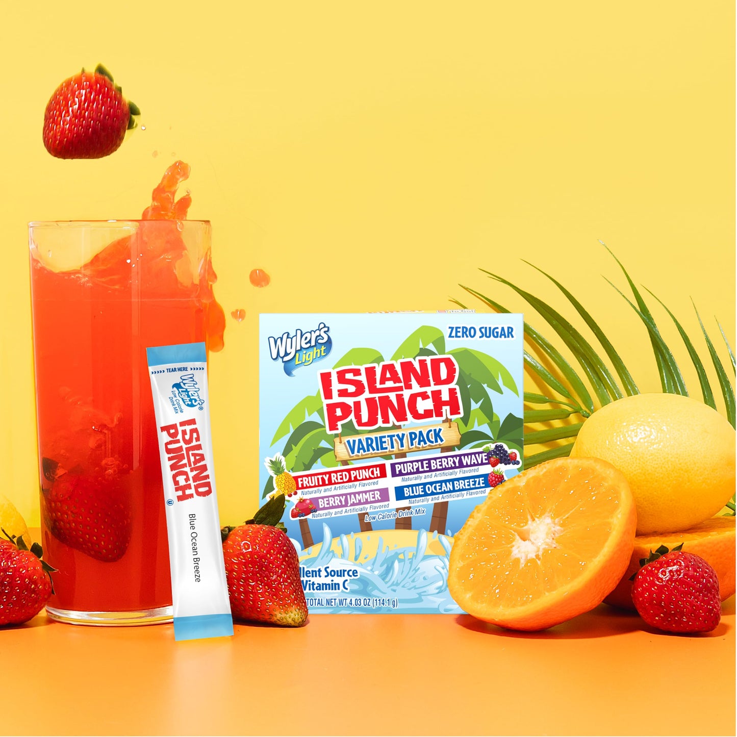 Wyler'S Light Island Punch Singles To Go, Variety Pack, Fruity Red Punch, Purple Berry Wave, Berry Jammer And Blue Ocean Breeze,