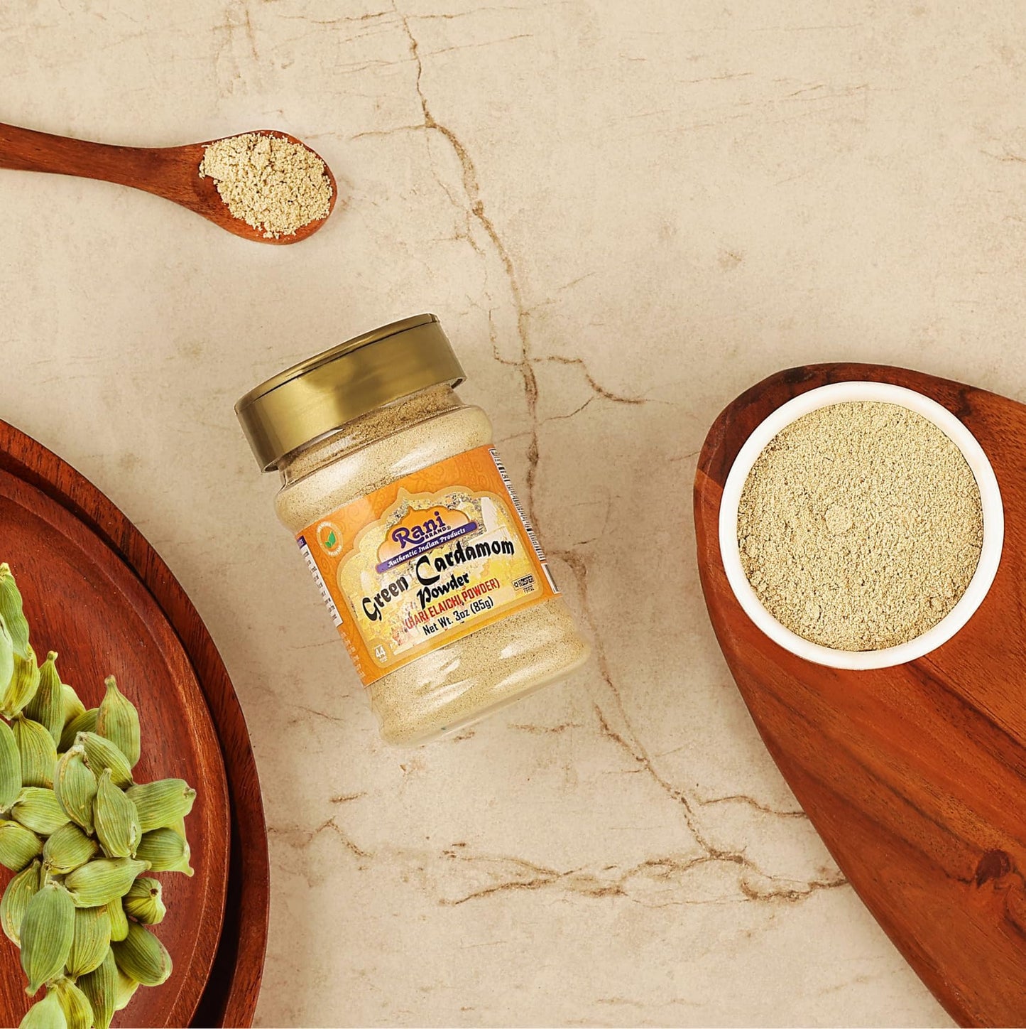 Rani Green Cardamom Pods Powder, All Natural, Vegan, Gluten Friendly, 3oz PET Jar, Non-GMO, Kosher, Product of India