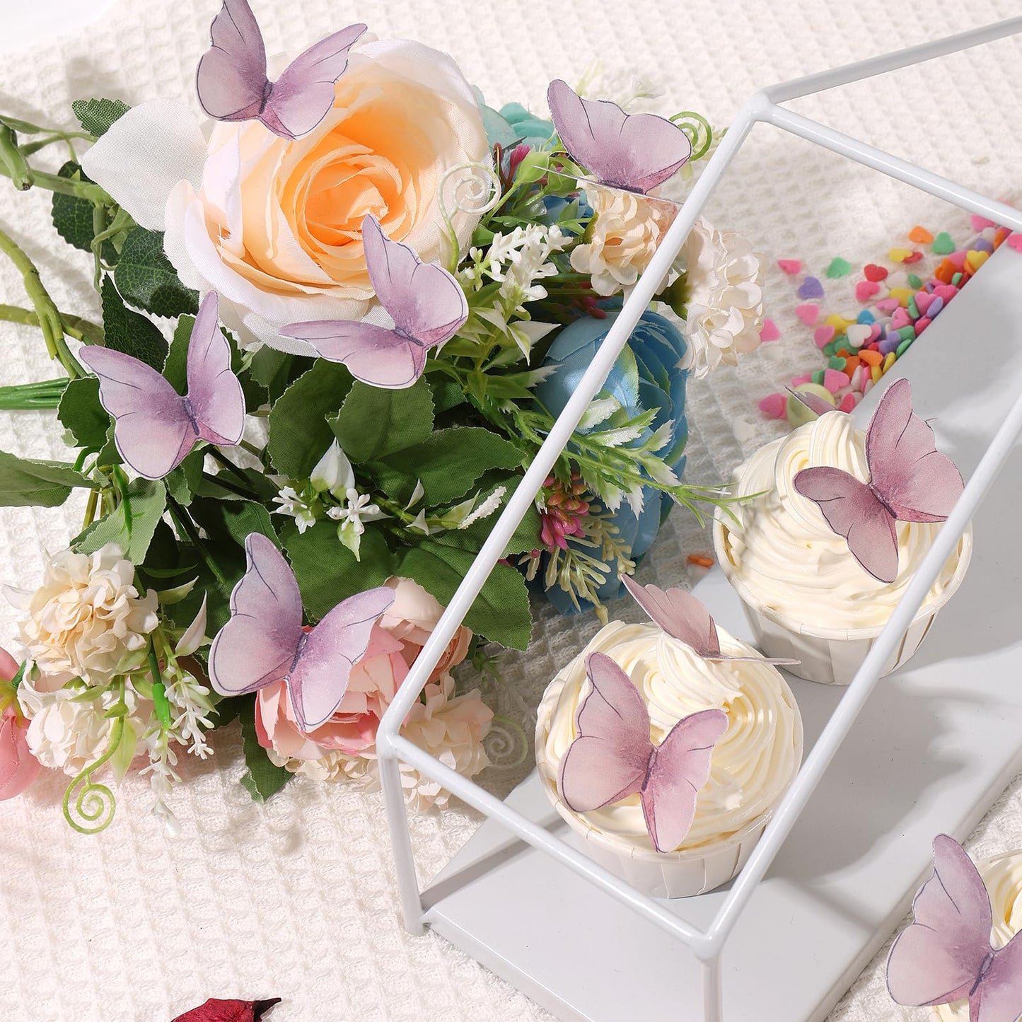 48Pcs Edible Butterflies Cake Topper Edible Butterfly Cupcake Toppers Wafer Paper Butterflies Edible Butterfly Cake Decorations