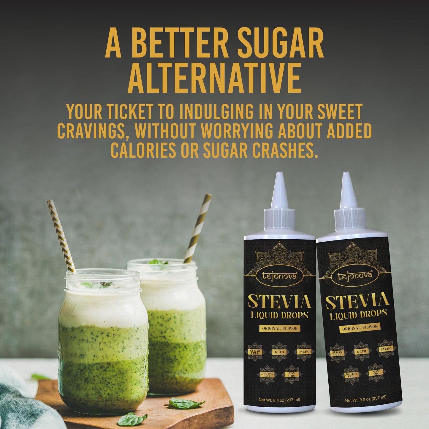 Tejonova Stevia Liquid Drops, 8Oz, Zero Calorie Stevia Liquid Sweetener From Pure Stevia Extract, Stevia Sweetener For Drinks, T