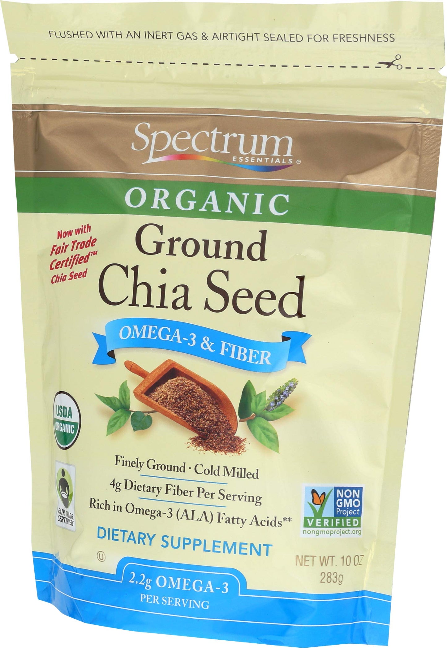 Spectspirit-inspired flavor Essentials Organic Ground Chia Seed, 10 Oz, Pack of 1