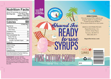 Hypothermias Shaved Ice & Snow Cone Syrup - BPA-Free Recyclable Plastic Bottle Quart (32 Fl. Oz) - Pink Cotton Candy - Non-GMO 1