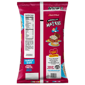Malt-O-Meal Marshmallow Mateys Breakfast Cereal, Frosted Oat Cereal With Marshmallow Bits, Large Cereal For Family, 23 Oz Reseal