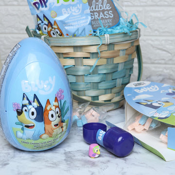Sweetzo - Jumbo Prefilled Bluey Easter Eggs, With Jelly Beans, Hard Candies And Character Stickers, Gift Basket Stuffers For Boy