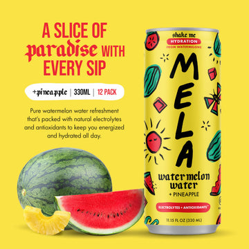 Mela Watermelon Water - Hydrating Juice Drink with Vitamin C & Electrolytes - 11.15 Fl Oz (Pack of 12)