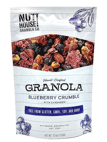 Nuthouse! Granola Company - Premium Blueberry Crumble Granola | Certified Gluten-Free, Non-Gmo, Kosher | Vegan, Soy-Free | 11.5
