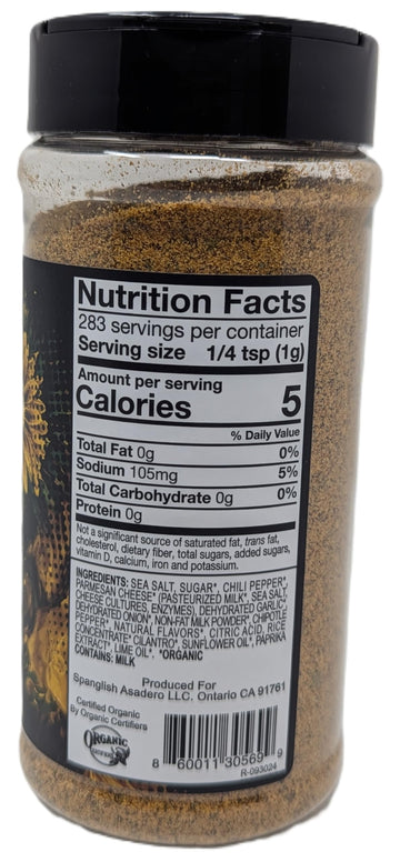 Spanglish Asadero Elote Seasoning - Organic Mexican Street Corn Blend with Chipotle, Lime & Parmesan - 10 Ounce