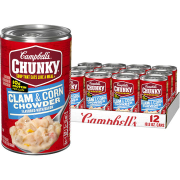 Campbell's Chunky Soup, Clam and Corn Chowder, 18.8 Oz Can (Case of 12)