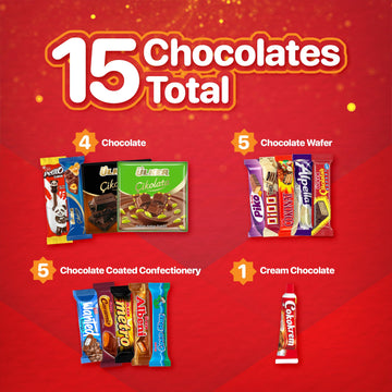 Eastanbul International Snack Box, 15 Chocolate Assortment Bars, Turkish Exotic Snacks, Assorted Candy Variety Pack Of Foreign E