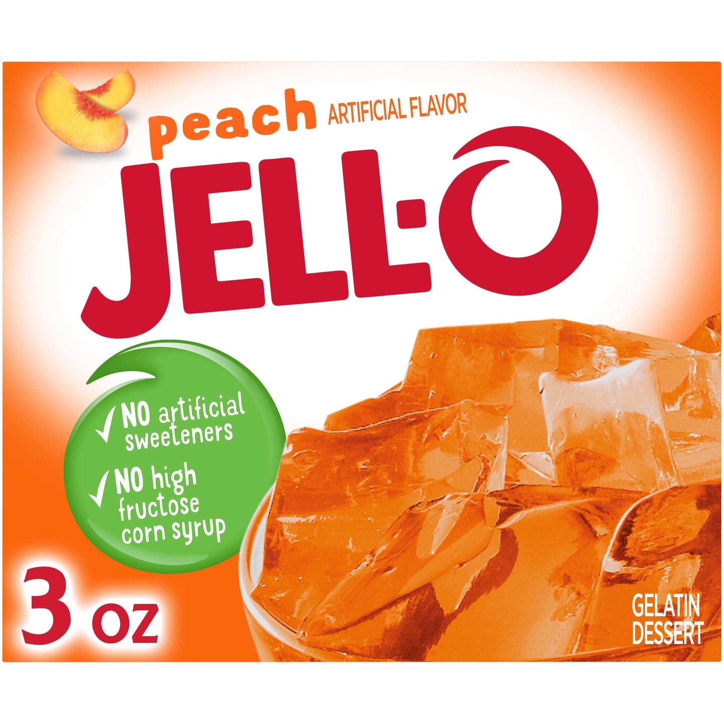 Jell-O Peach Gelatin Mix, 3 oz Boxes, Pack of 24, Easy to Prepare Dessert