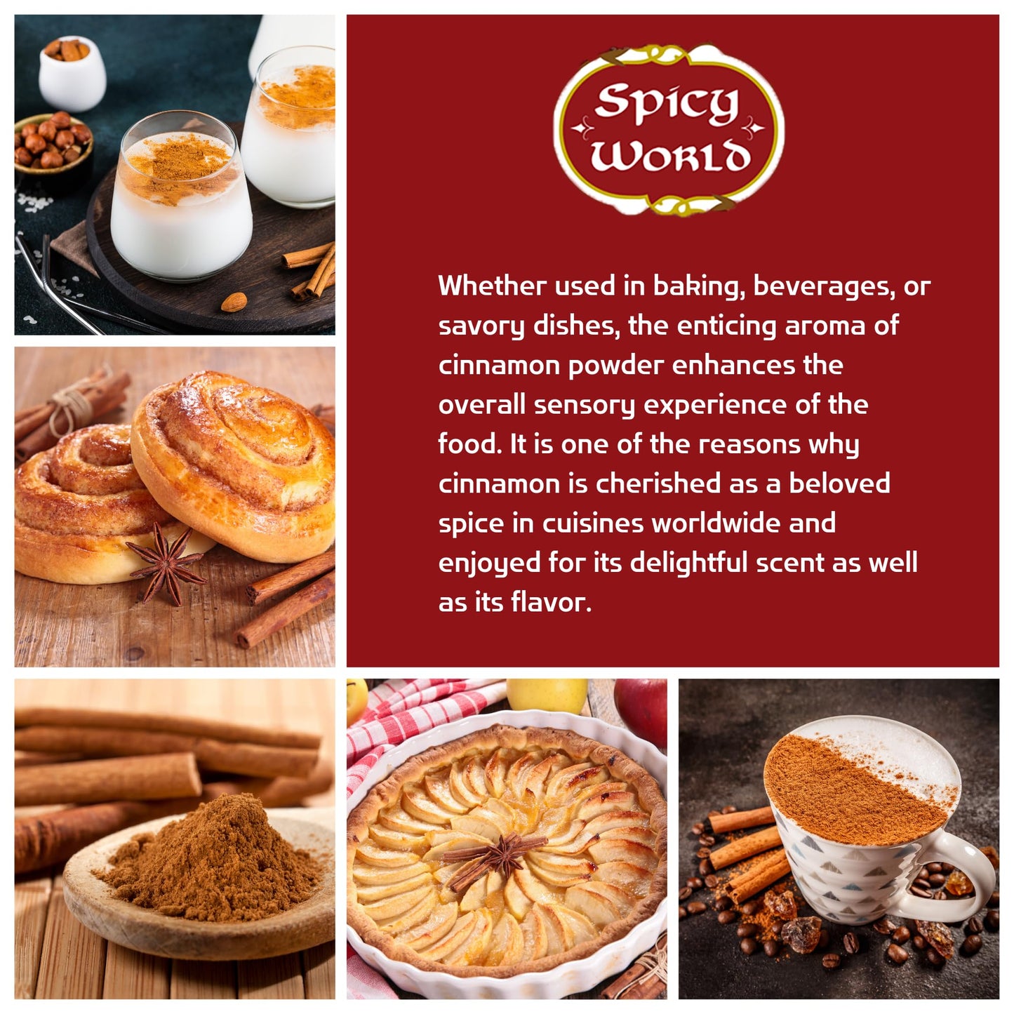 Spicy World Cinnamon Powder 5 Lb Bag - Lab Tested For Lead - Ground Cassia Cinnamon Bulk, Great Authentic Spice For Coffee, Tea, Baking & Oatmeal, Rich Flavor & Aroma