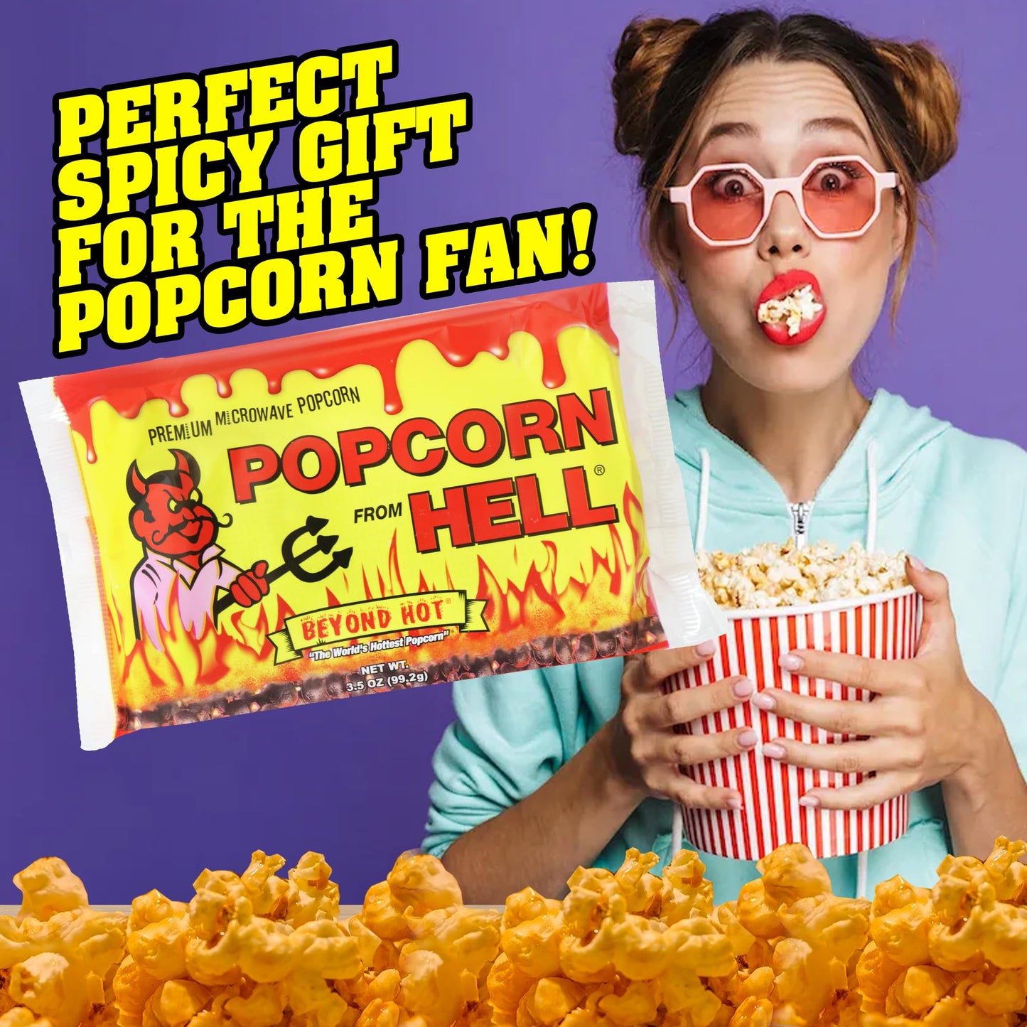 ASS KICKIN Popcorn from Hell - 6 Bags Ultimate Spicy Garlic Gourmet Snack