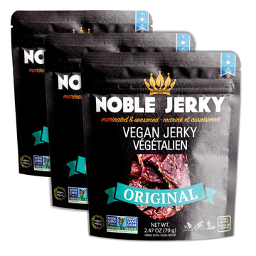 Noble Jerky - Vegan Jerky Snack, Vegetarian, 2.47 oz Bags, (3 Bags)