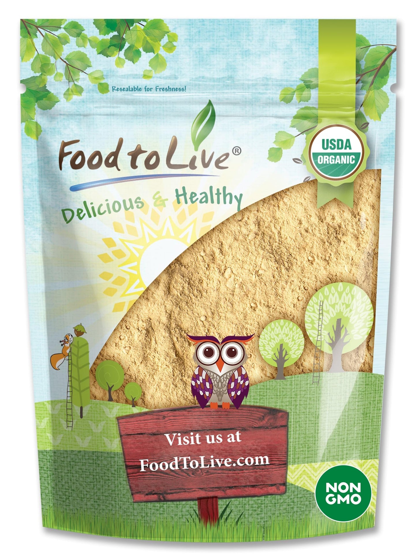 Food to Live Organic Yellow Maca Powder, 1 Pound - Non-GMO, Kosher, Raw Ground Maca Root, Vegan, Flour, Bulk