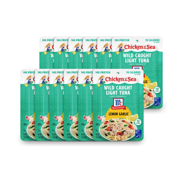 Chicken of the Sea Wild Caught Light Tuna, 2.5 oz. Packets (Box of 12), Lemon Garlic Seasoning