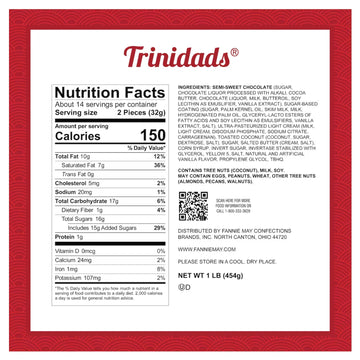 Fannie May Trinidads (Toasted Coconut - Chocolate Truffle) Signature Wrapt 1 Lb. Box - Gift Basket With Gift Tag & Insulated Shipper
